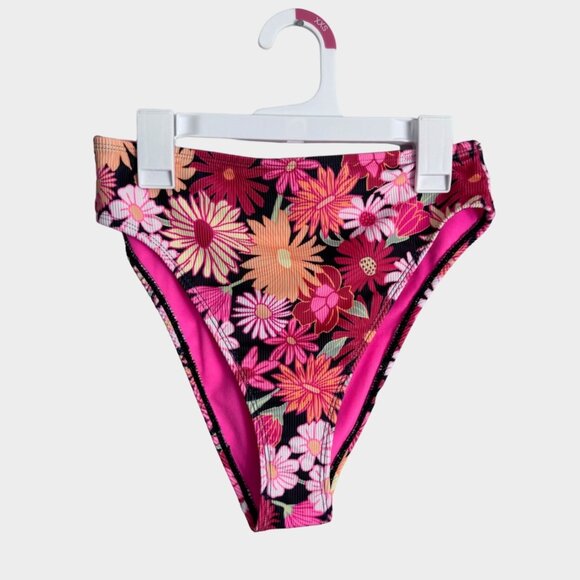 NEW Wild Fable Women's Ribbed Floral Bikini High Waist Bikini Bottom - Picture 3 of 13